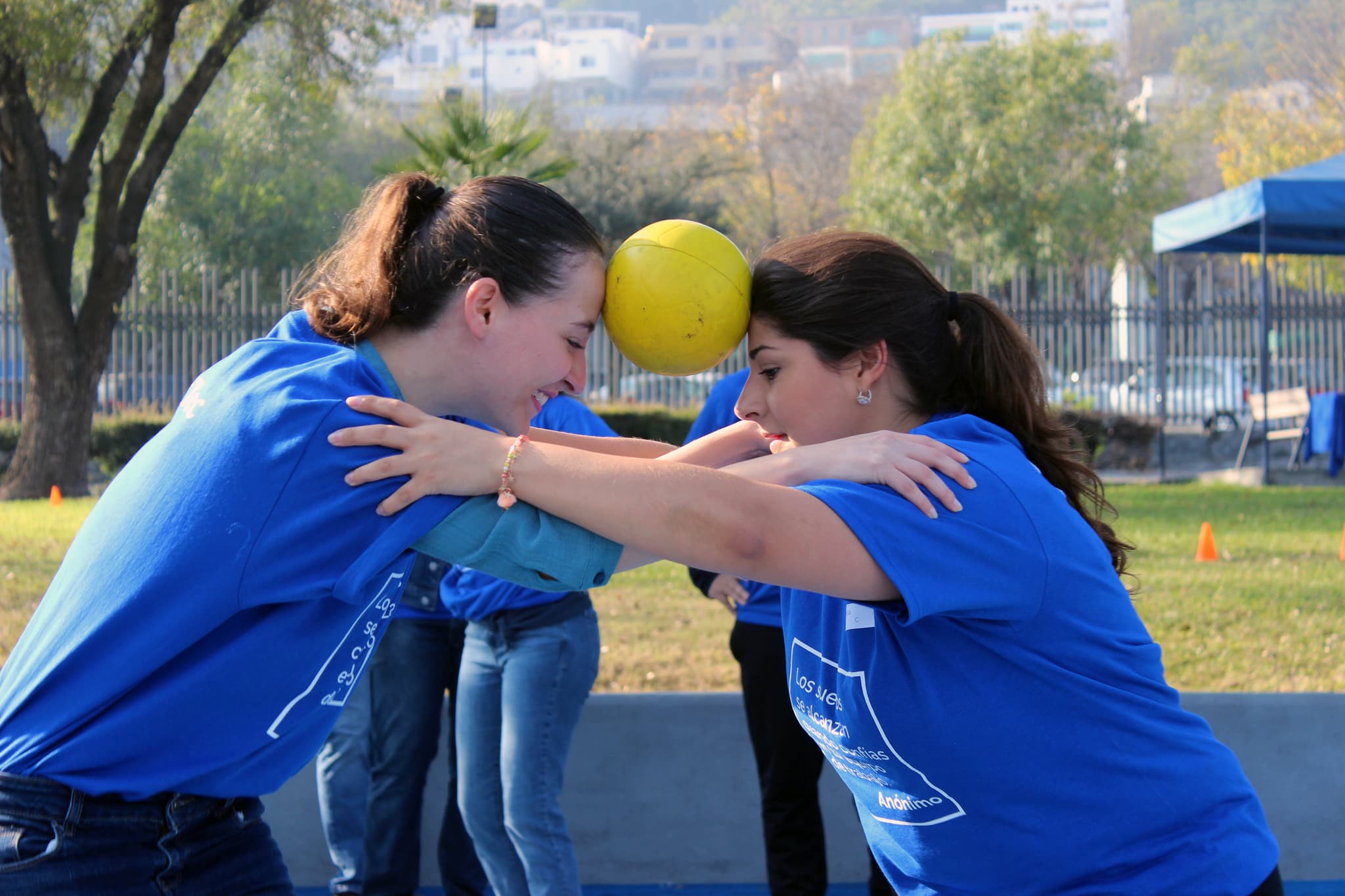 Momento dinámico durante una actividad al aire libre organizada por ALYAX, con integrantes ayudándose mutuamente a superar un reto físico